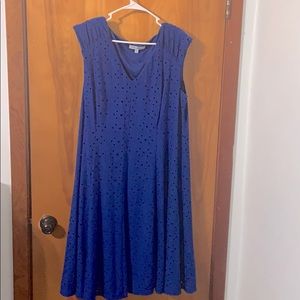 Sabrina Blue Sleeveless Royal Blue eyelet dress